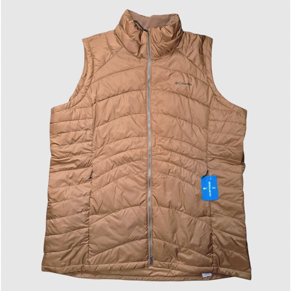 NWT Columbia Karis Gale Long Puffer Vest Womens 3X Brown Camel Quilted Fall